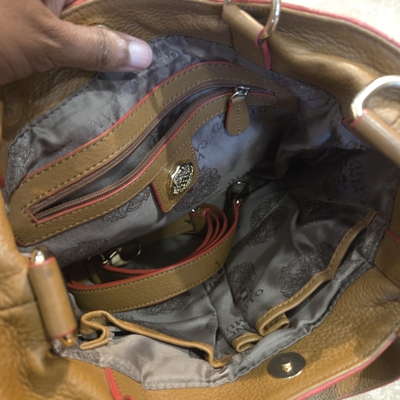 Vince Camuto Womens Brown 100% Genuine Leather Tote Handbag Purse With Strap - Picture 5 of 8